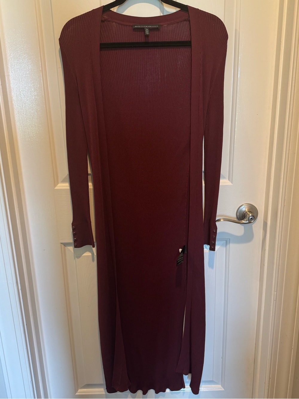 White House Black Market Ribbed Long Sleeve Burgandy Tunic Cardigan Size XS